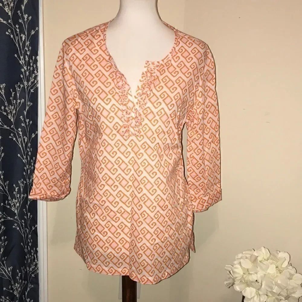 J. McLaughlin Geometric Lightweight Tunic Top